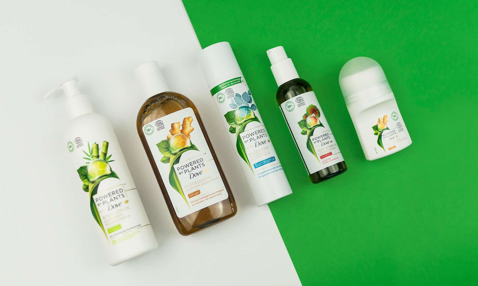 Dove Powered by Plants, Naturkosmetik von Dove, Body Lotion, Pflegedusche, Deo-Spray, Deo Roll-on, Hair und Body Oil, Erfahrungsbericht, Review der Powered by Plants Pflegeprodukte